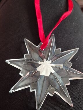 Tiffany & Co. Crystal Star Ornament with Red Ribbon